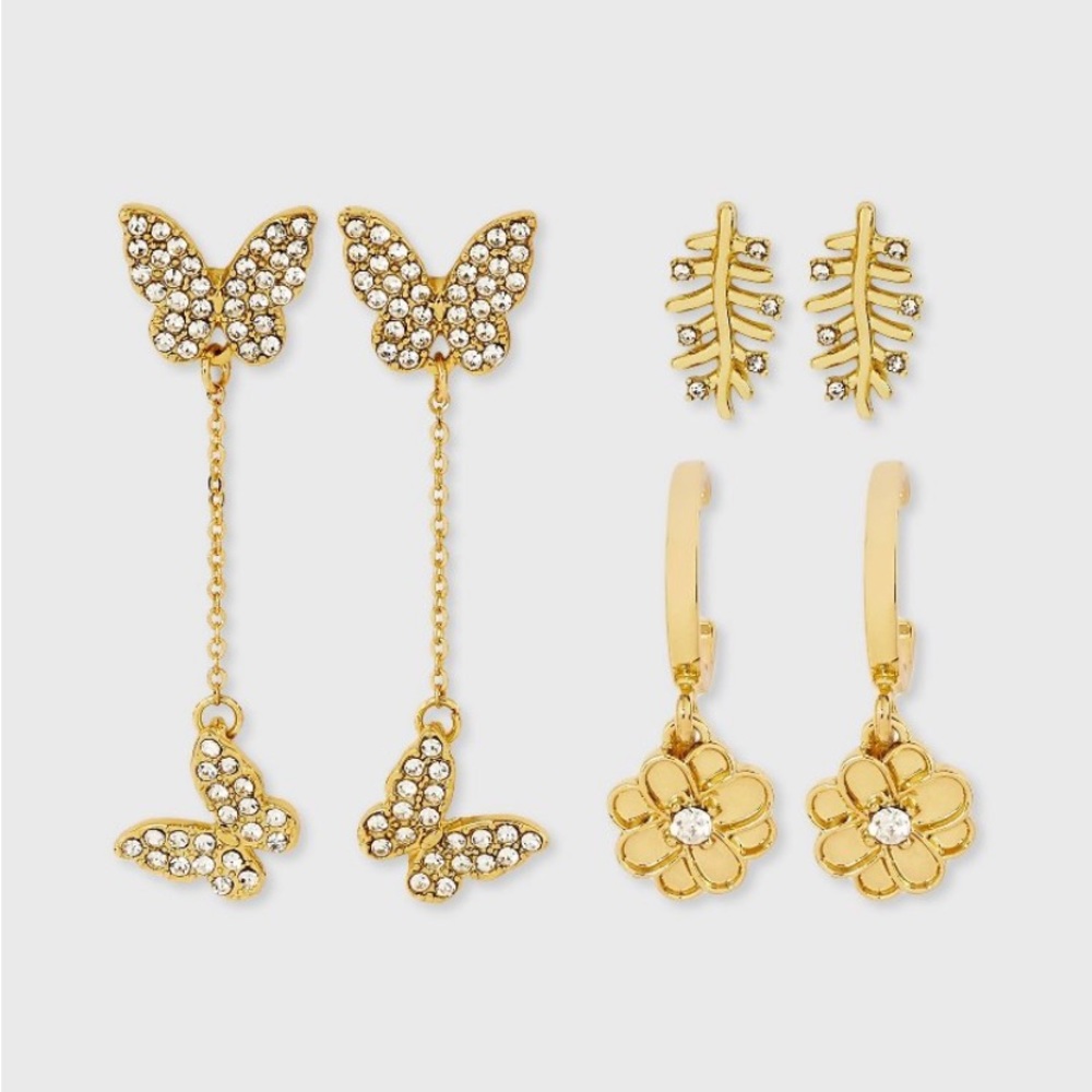 SUGARFIX by BaubleBar Floral Friends
Earring Set 3pc - Gold Flower Butterfly